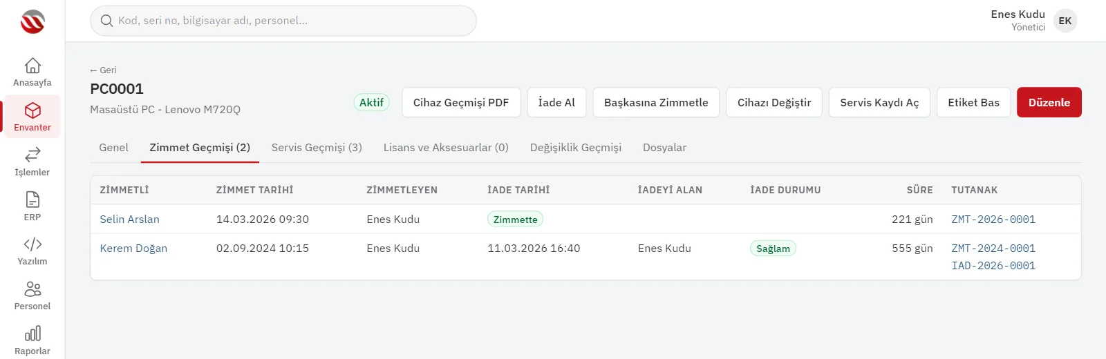 IT Envanter ve Zimmet Takip Yazılımı görseli
